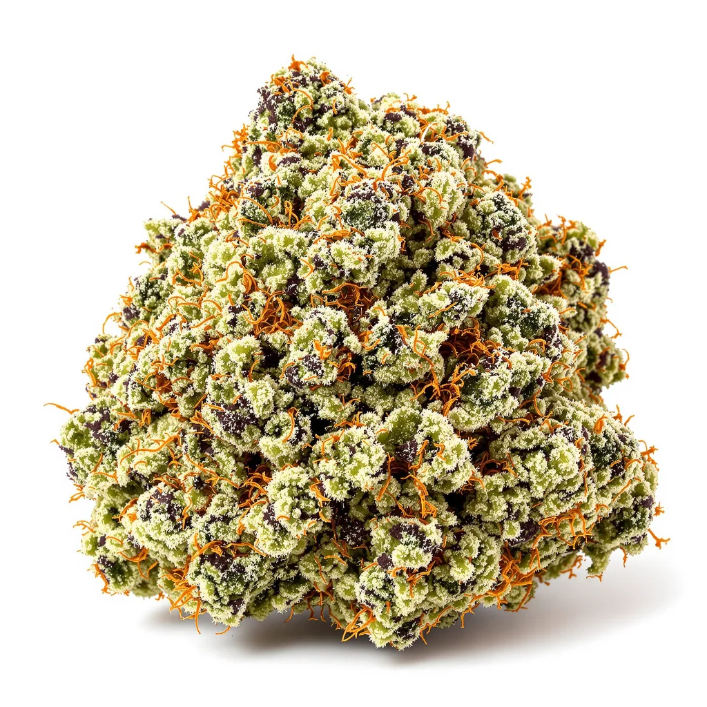 Russian Assassin 58% indica / 42% sativa — flor con tricomas visibles