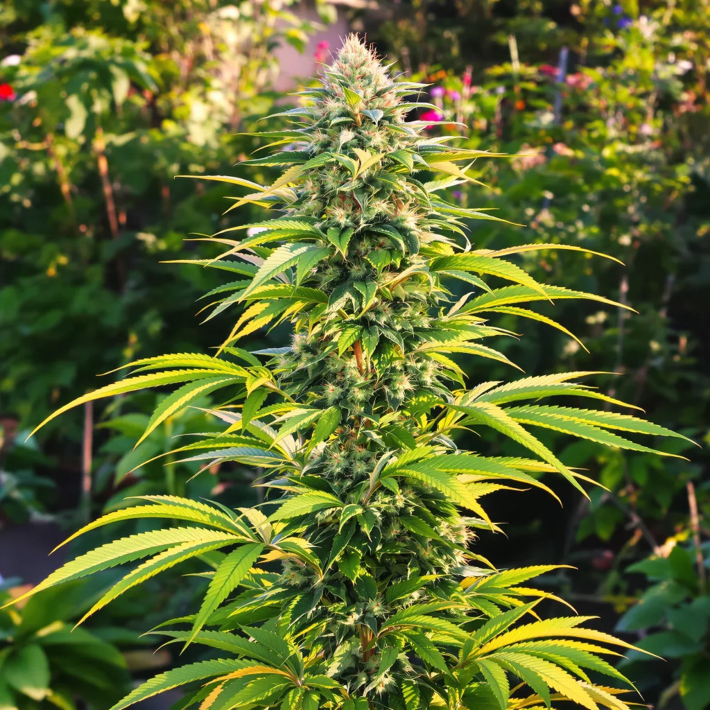 SAGE 50% indica / 50% sativa — flor con tricomas visibles