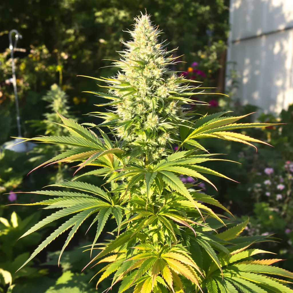 San Fernando Valley Kush 66% indica / 34% sativa — flor con tricomas visibles