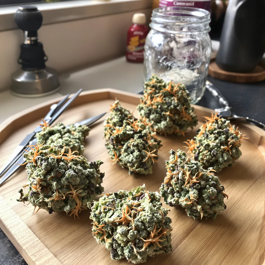 Santa Maria 40% indica / 60% sativa — flor con tricomas visibles