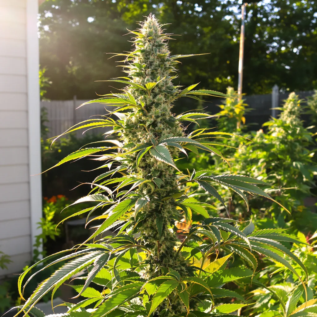 Santa Maria 40% indica / 60% sativa — flor con tricomas visibles