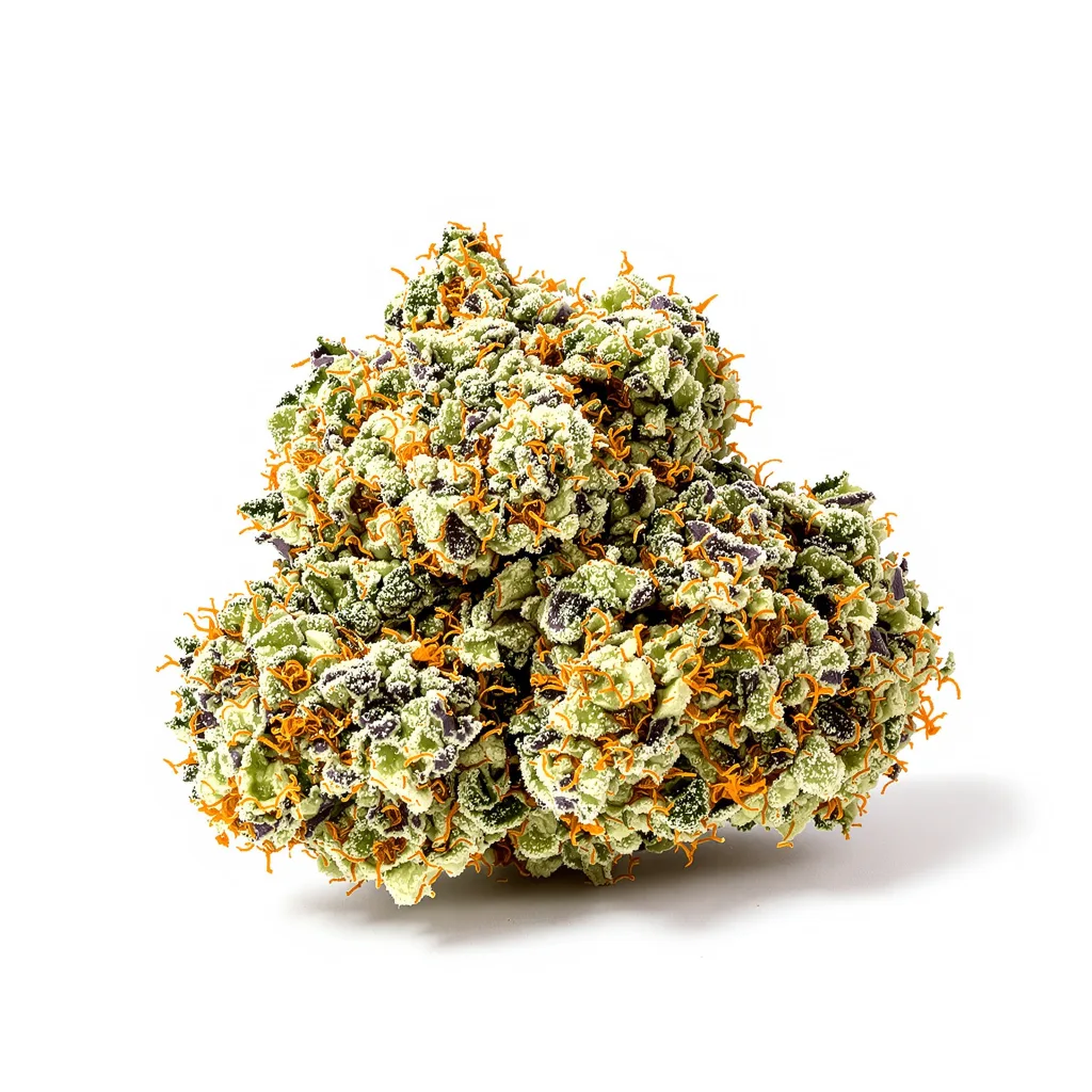 Santa Maria 40% indica / 60% sativa — flor con tricomas visibles