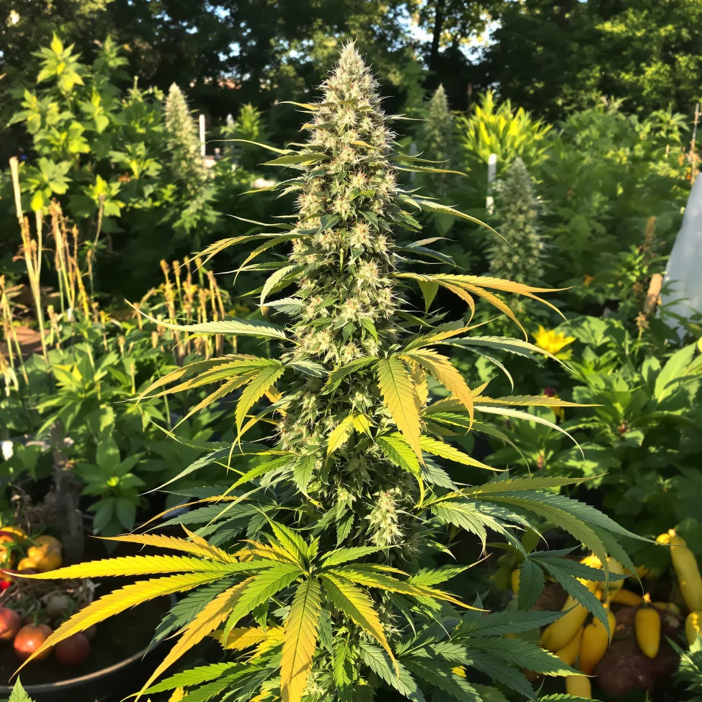 Sasquatch 35% indica / 65% sativa — flor con tricomas visibles