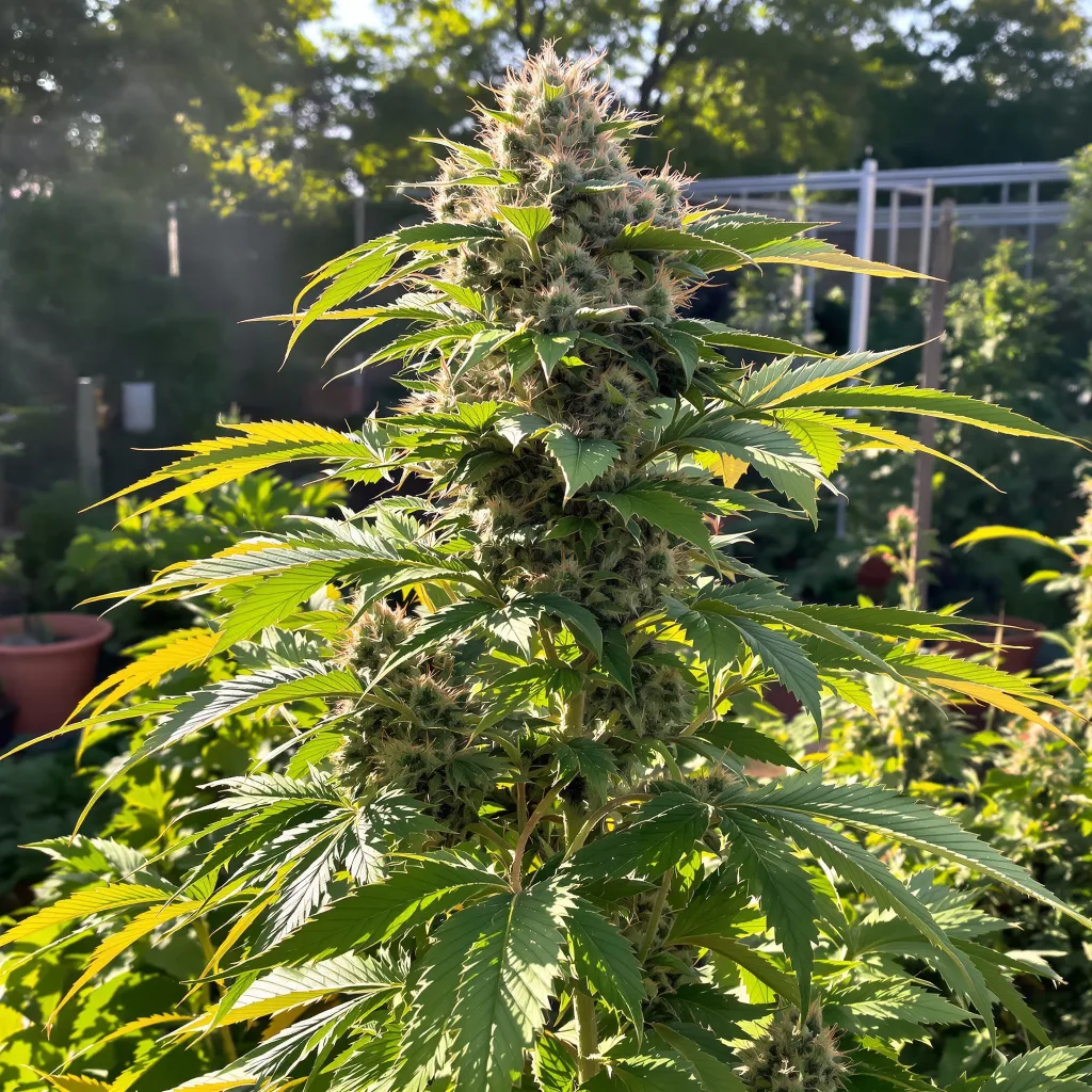 Satellite OG 37% indica / 63% sativa — flor con tricomas visibles