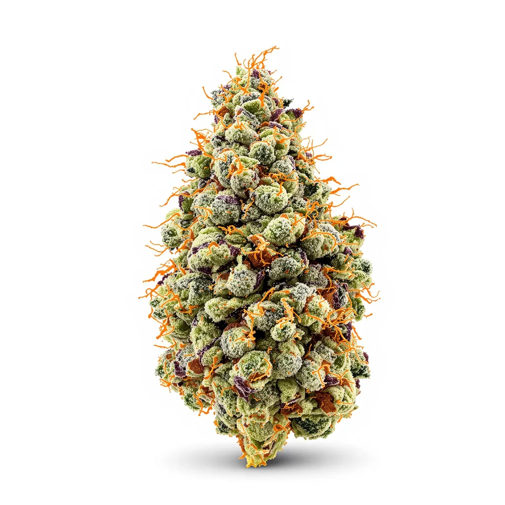 Seattle Blue 44% indica / 56% sativa — flor con tricomas visibles