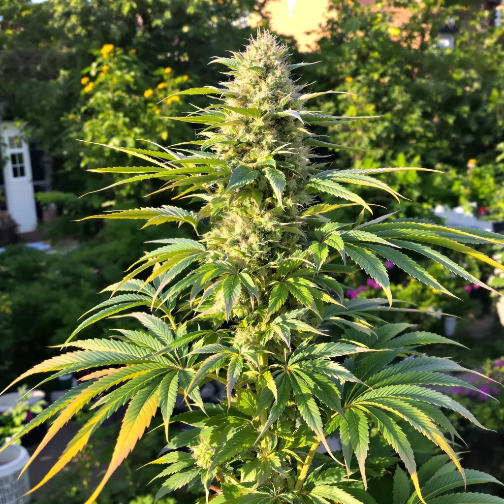 Sensi Skunk 74% indica / 26% sativa — flor con tricomas visibles