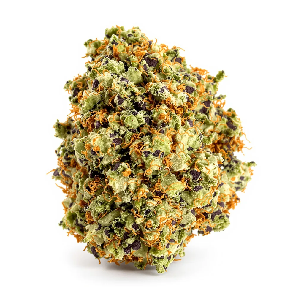 Sensi Skunk 74% indica / 26% sativa — flor con tricomas visibles