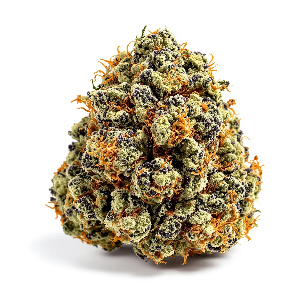 Sensi Star 75% indica / 25% sativa — flor con tricomas visibles
