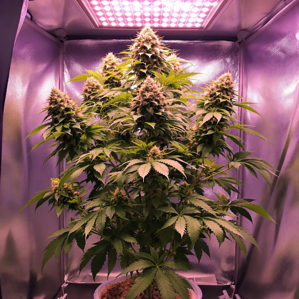 Planta de cannabis Serious Happiness en fase de floración — 120-180 cm feminizada