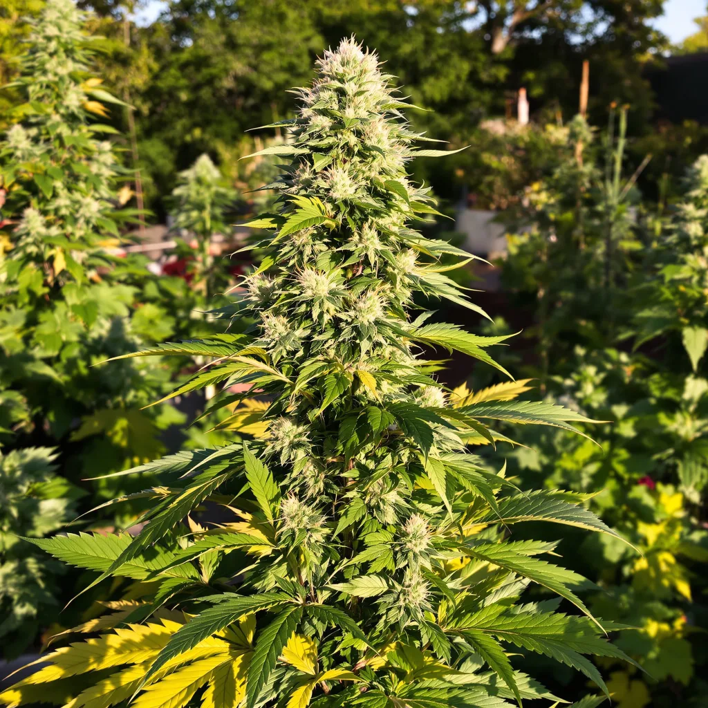 Serious Happiness 55% indica / 45% sativa — flor con tricomas visibles