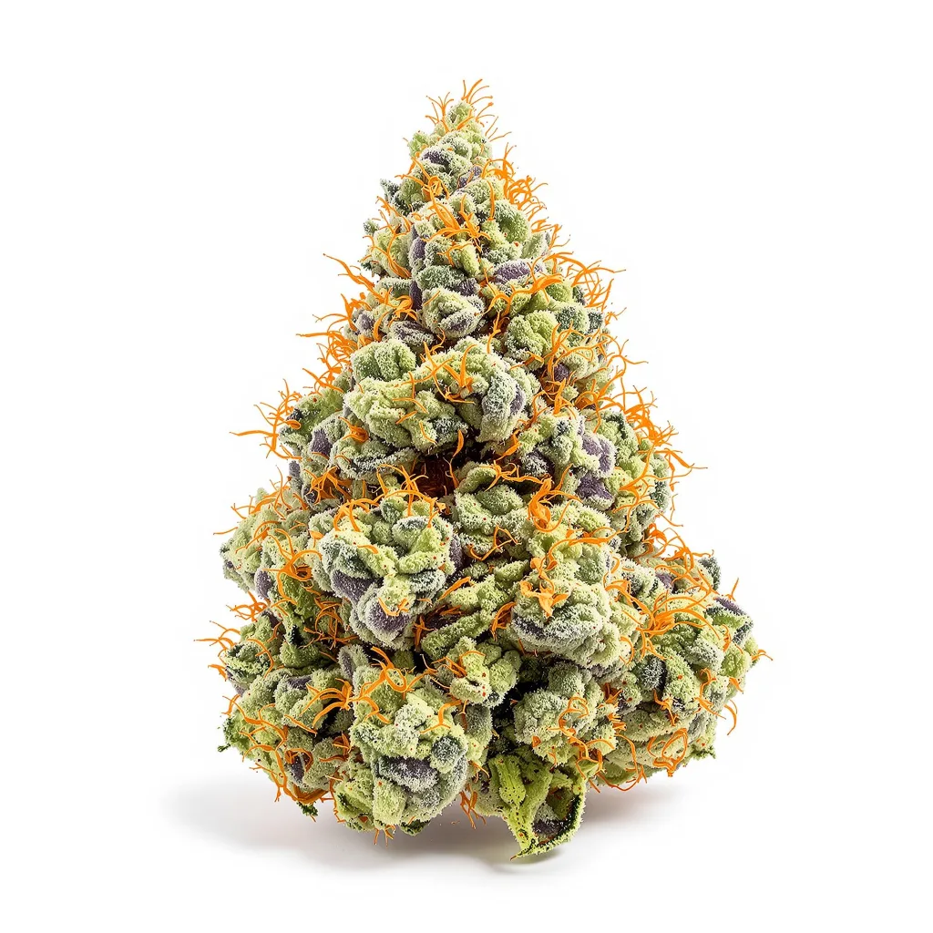 Serious Happiness 55% indica / 45% sativa — flor con tricomas visibles