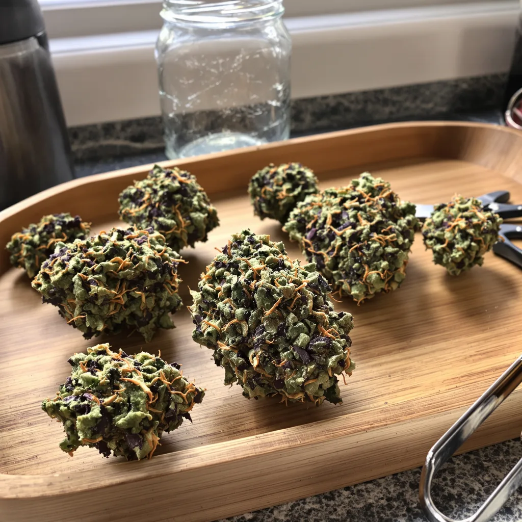 Sexxpot 77% indica / 23% sativa — flor con tricomas visibles