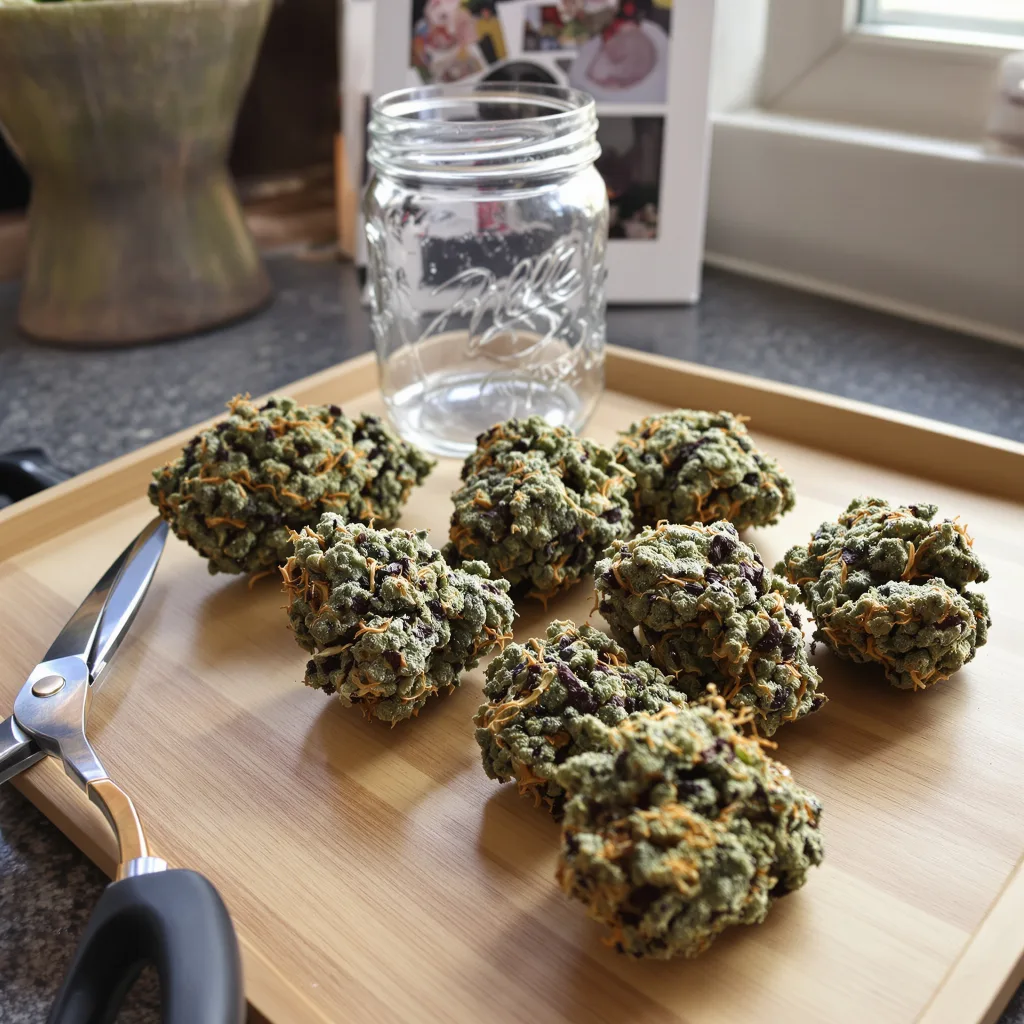 Shishkaberry 80% indica / 20% sativa — flor con tricomas visibles