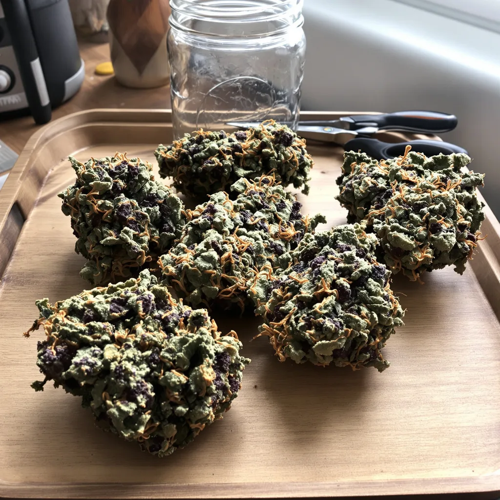 Shiva Skunk 80% indica / 20% sativa — flor con tricomas visibles
