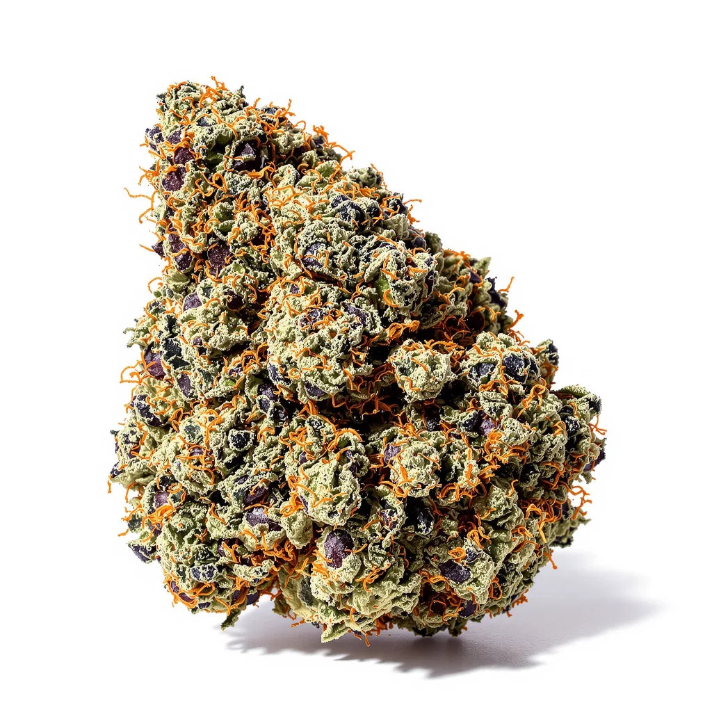 Shoreline 81% indica / 19% sativa — flor con tricomas visibles