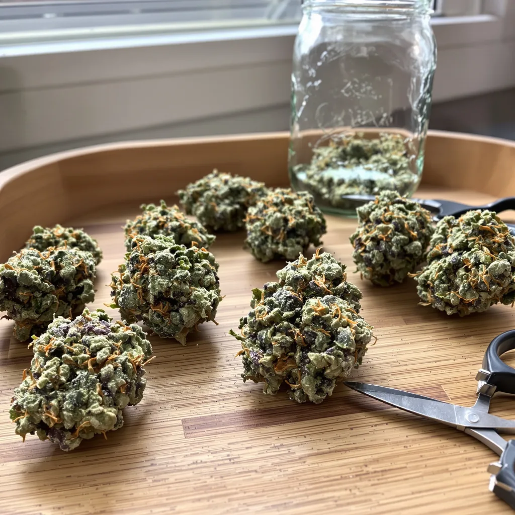 Silver Kush 25% indica / 65% sativa — flor con tricomas visibles