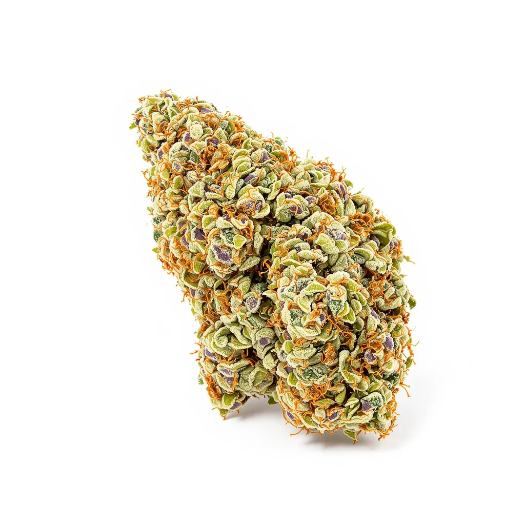 Silver Kush 25% indica / 65% sativa — flor con tricomas visibles