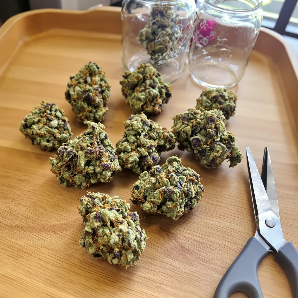 Silverback Gorilla 74% indica / 26% sativa — flor con tricomas visibles