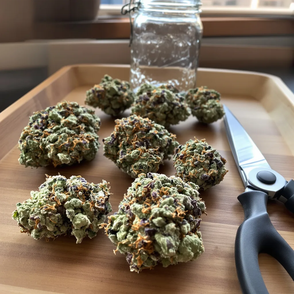 Silverfalls Kush 40% indica / 60% sativa — flor con tricomas visibles
