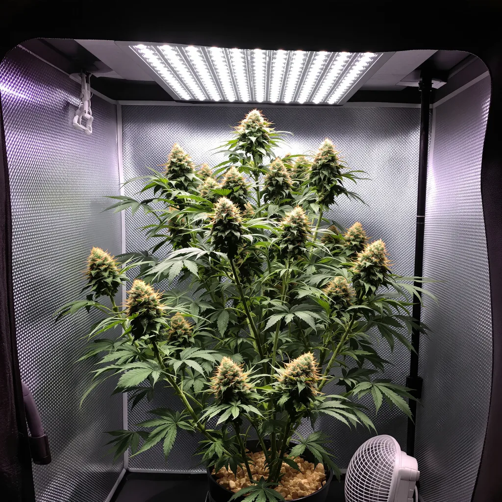 Planta de cannabis Silverfalls Kush en fase de floración — 120-180 cm feminizada