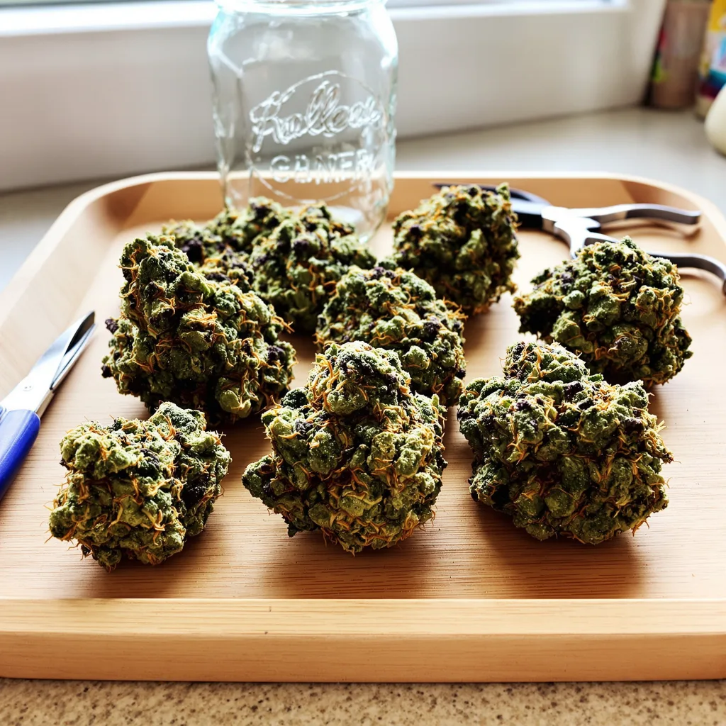 Sin City Kush 67% indica / 33% sativa — flor con tricomas visibles