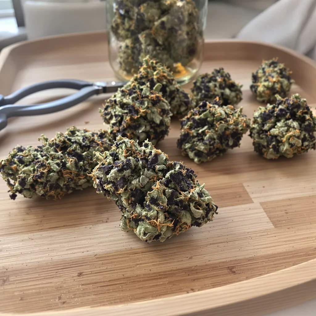 Sirius Black 83% indica / 17% sativa — flor con tricomas visibles