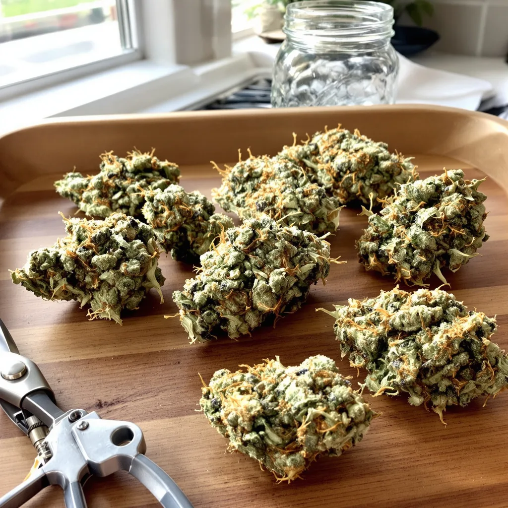 Sister Glue 47% indica / 53% sativa — flor con tricomas visibles