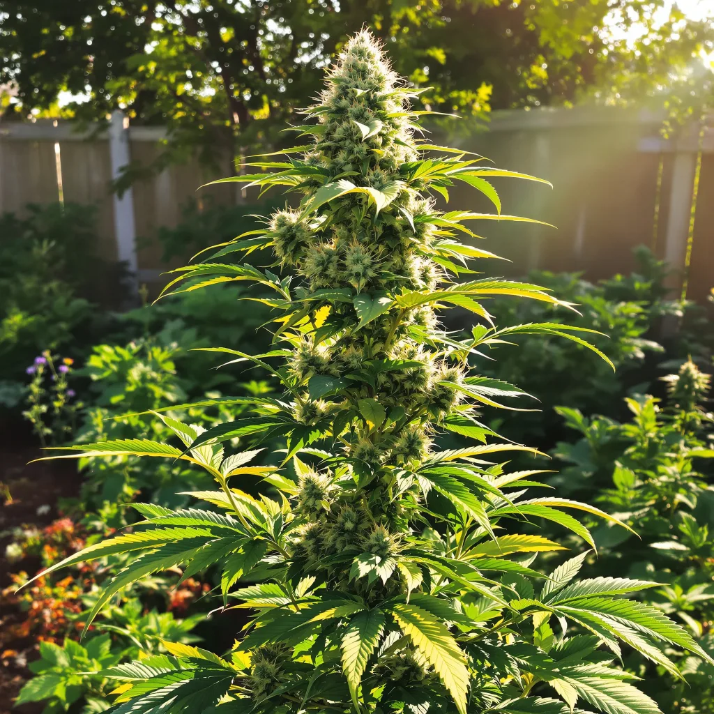 Sister Glue 47% indica / 53% sativa — flor con tricomas visibles