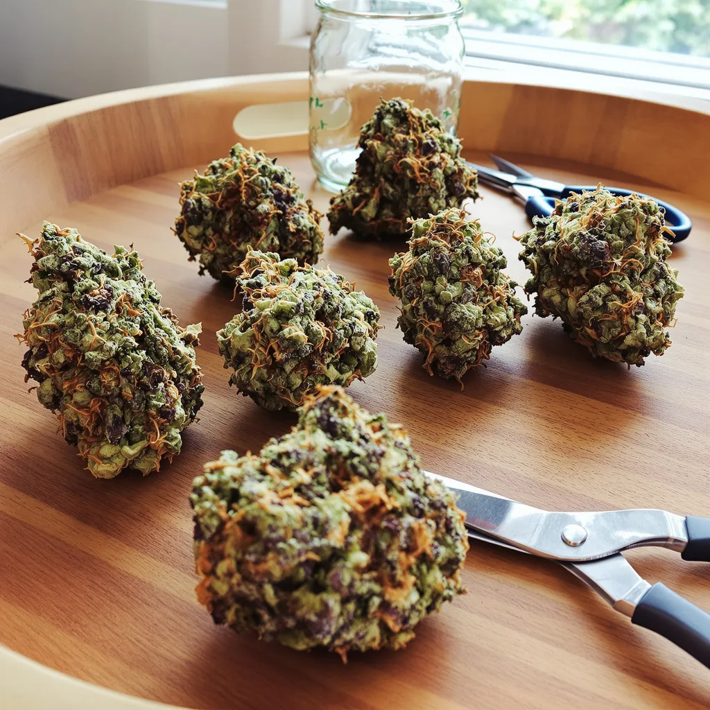 Skunk 65% indica / 35% sativa — flor con tricomas visibles