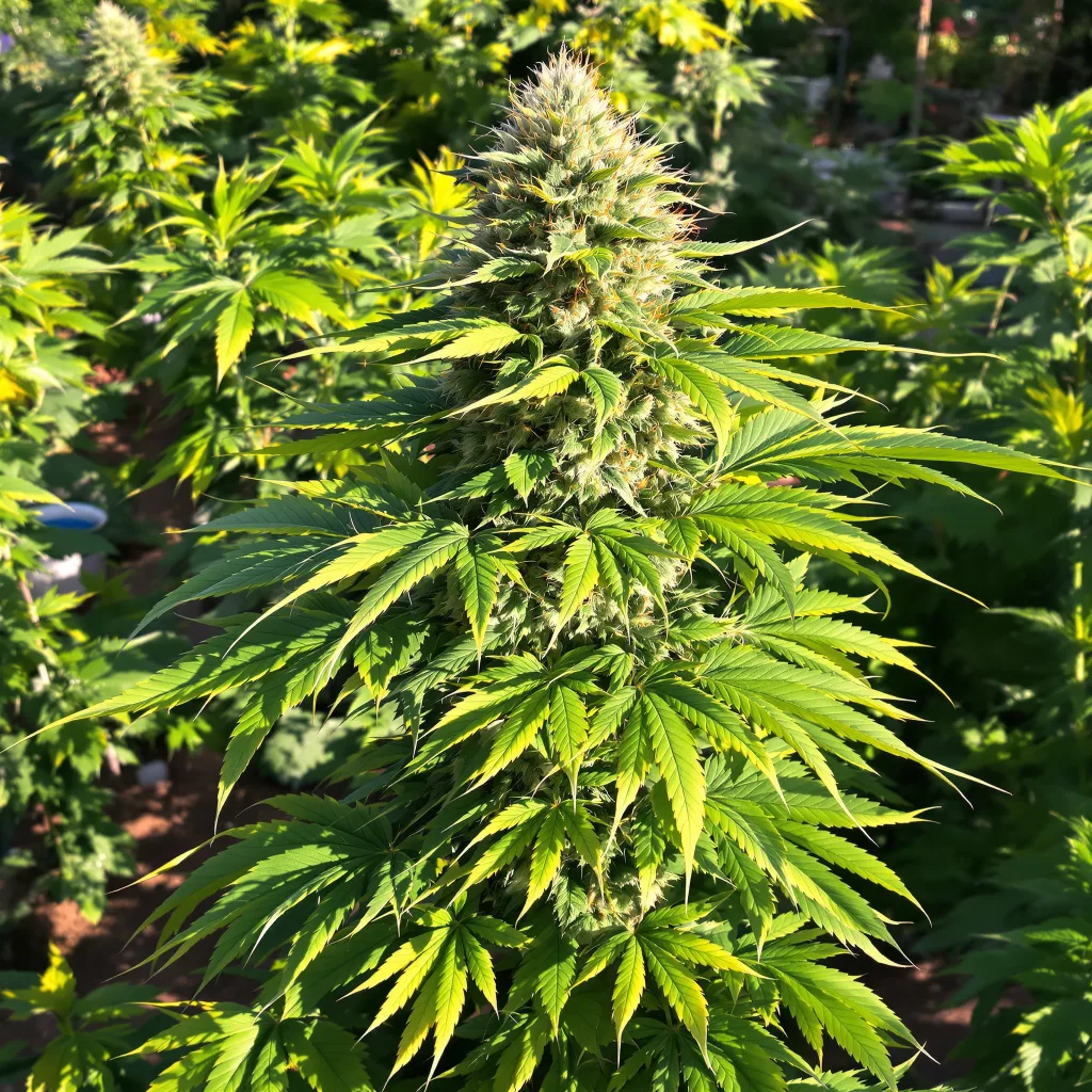 Skunk 65% indica / 35% sativa — flor con tricomas visibles