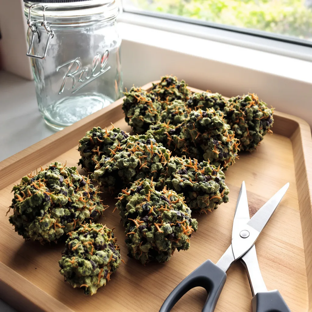 Skunk Diesel 82% indica / 18% sativa — flor con tricomas visibles