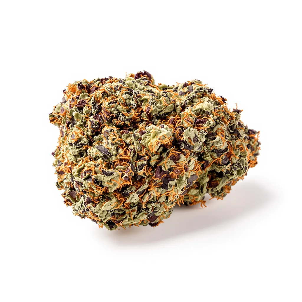 Skunk Diesel 82% indica / 18% sativa — flor con tricomas visibles
