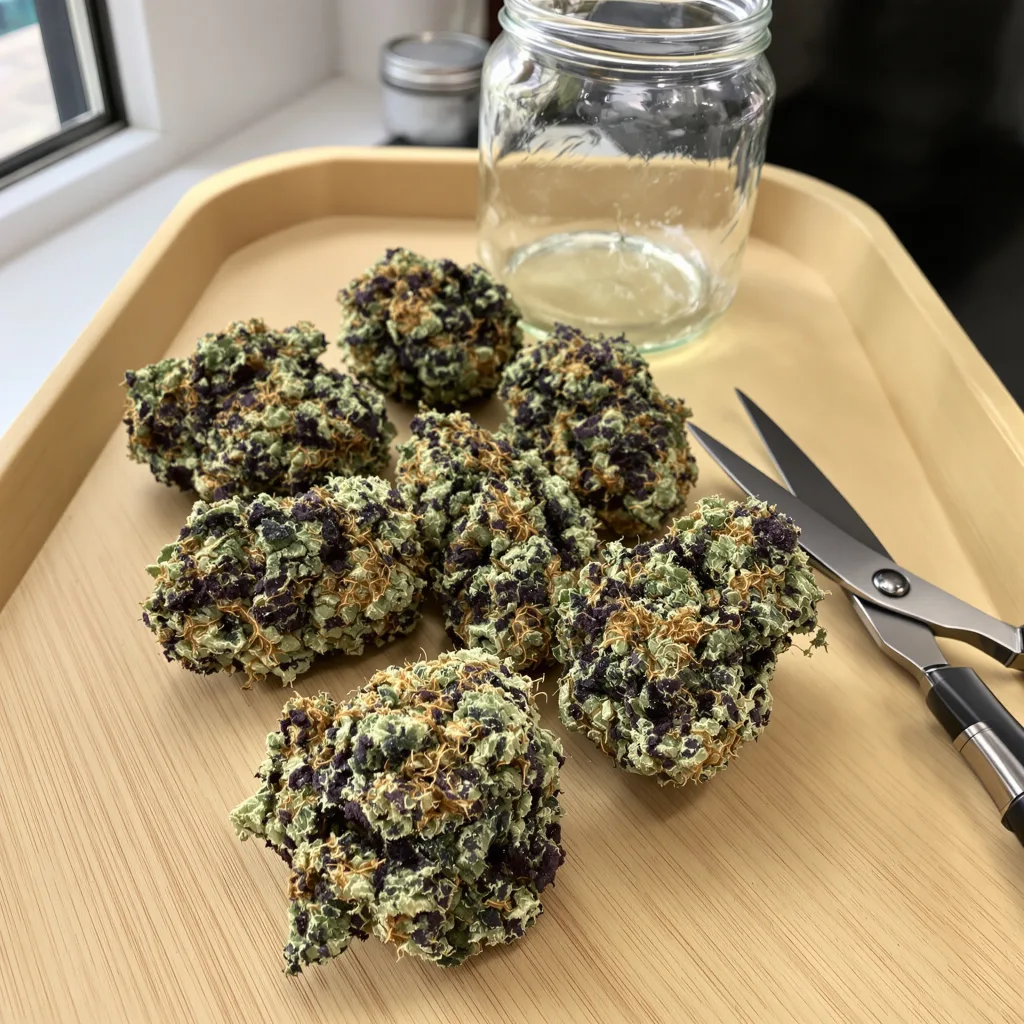 Skunk 65% indica / 35% sativa — flor con tricomas visibles
