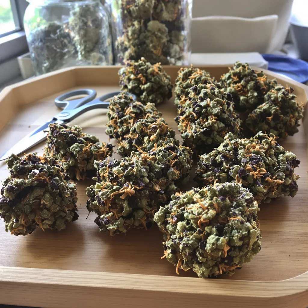 Skunky Afro 69% indica / 31% sativa — flor con tricomas visibles