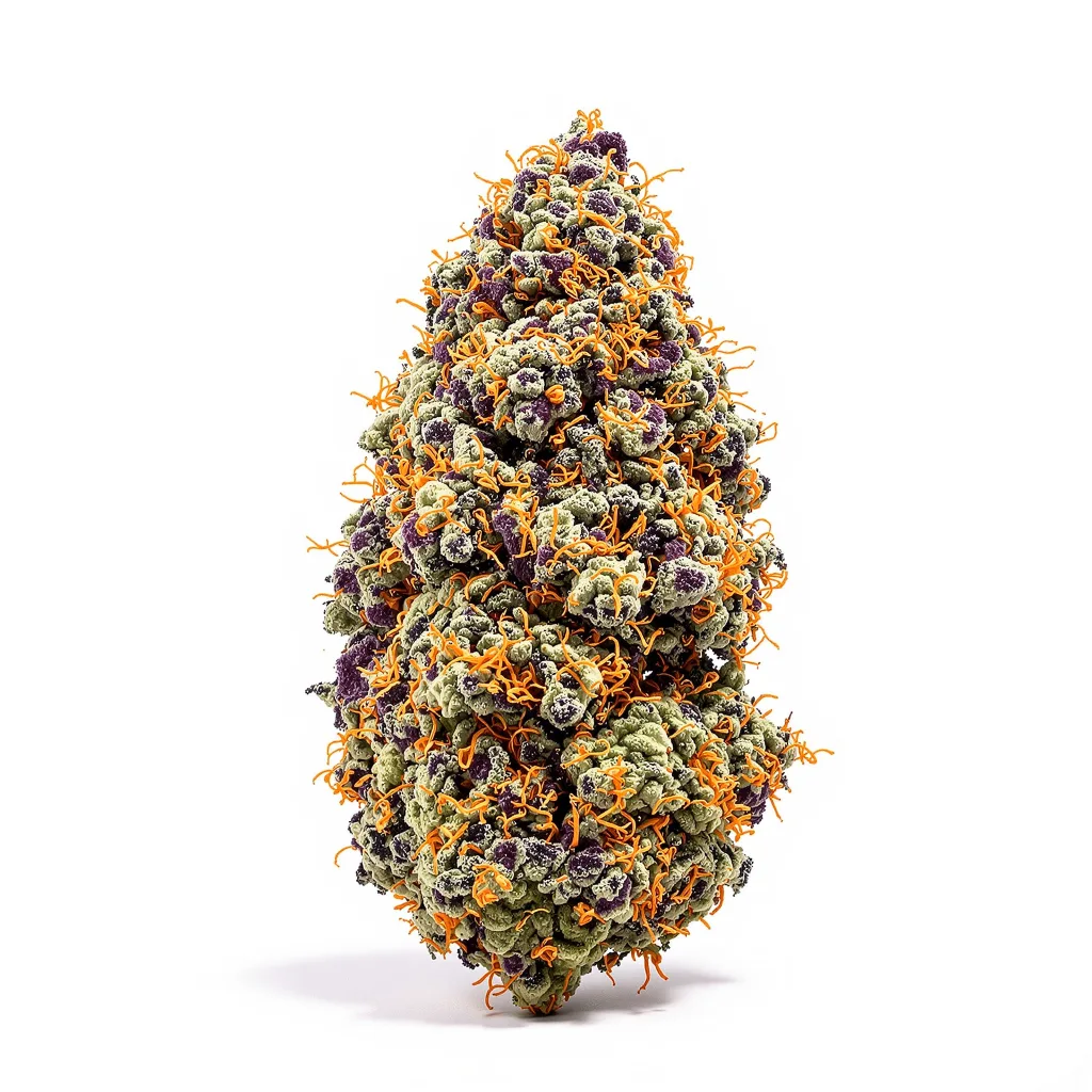 Skunky Afro 69% indica / 31% sativa — flor con tricomas visibles