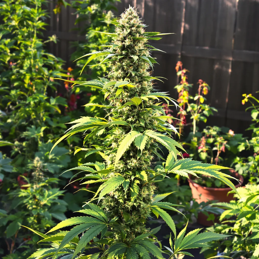 Skywalker OG 51% indica / 49% sativa — flor con tricomas visibles