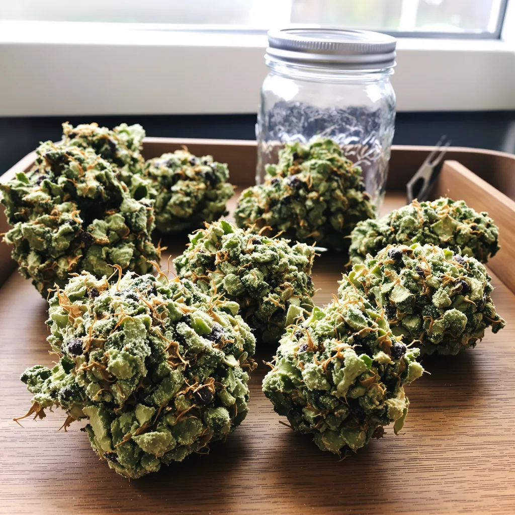 Smelliot 47% indica / 53% sativa — flor con tricomas visibles