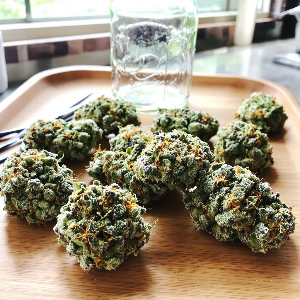 Smelliot 47% indica / 53% sativa — flor con tricomas visibles