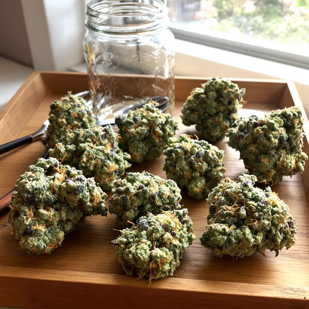 Snow Diesel 55% indica / 45% sativa — flor con tricomas visibles