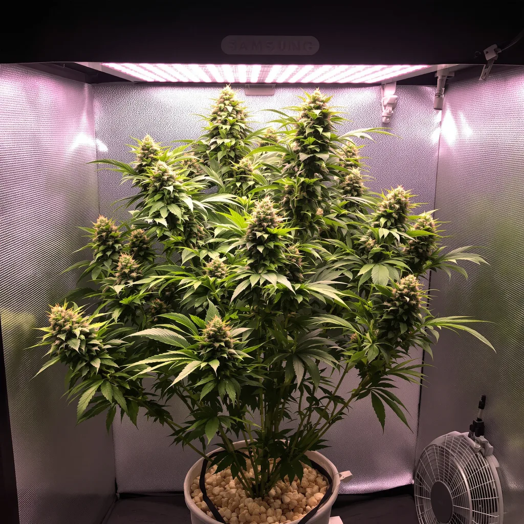 Planta de cannabis Snow Leopard en fase de floración — 60-100 cm autofloración