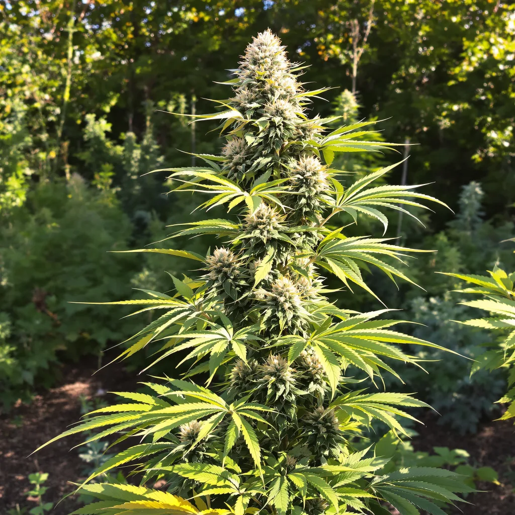 Snow Leopard 44% indica / 56% sativa — flor con tricomas visibles