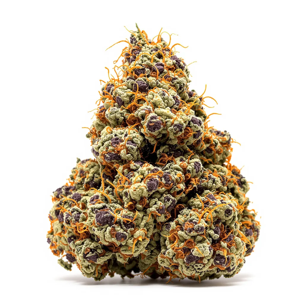 Snow White 80% indica / 10% sativa — flor con tricomas visibles