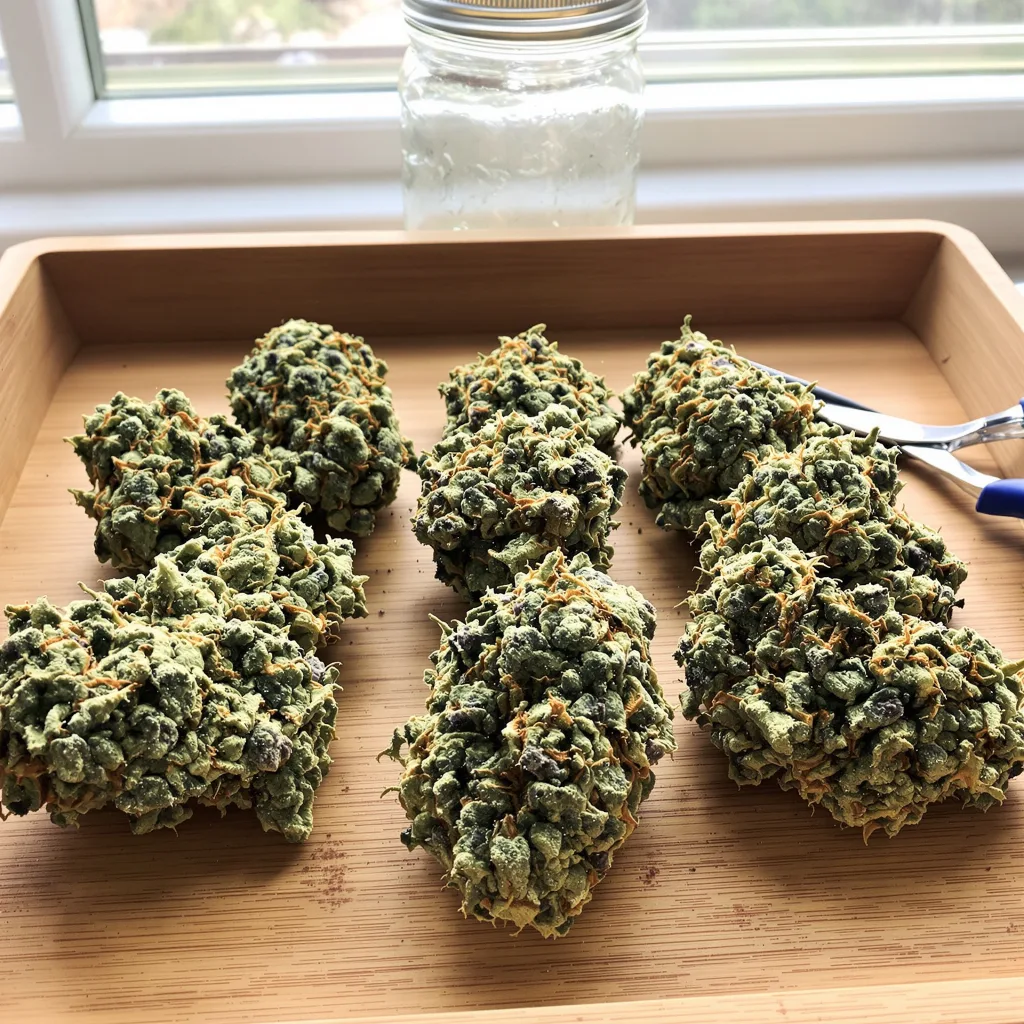 Snowcap Dream 46% indica / 54% sativa — flor con tricomas visibles