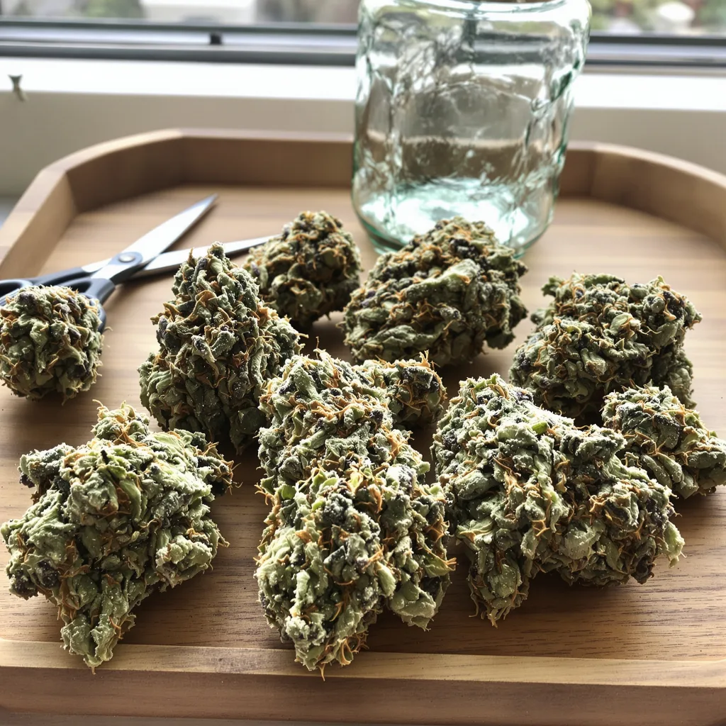 Sour Alien 40% indica / 60% sativa — flor con tricomas visibles