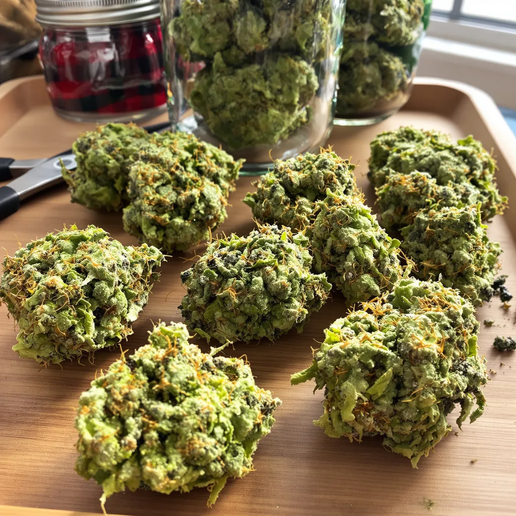 Sour Amnesia 20% indica / 80% sativa — flor con tricomas visibles
