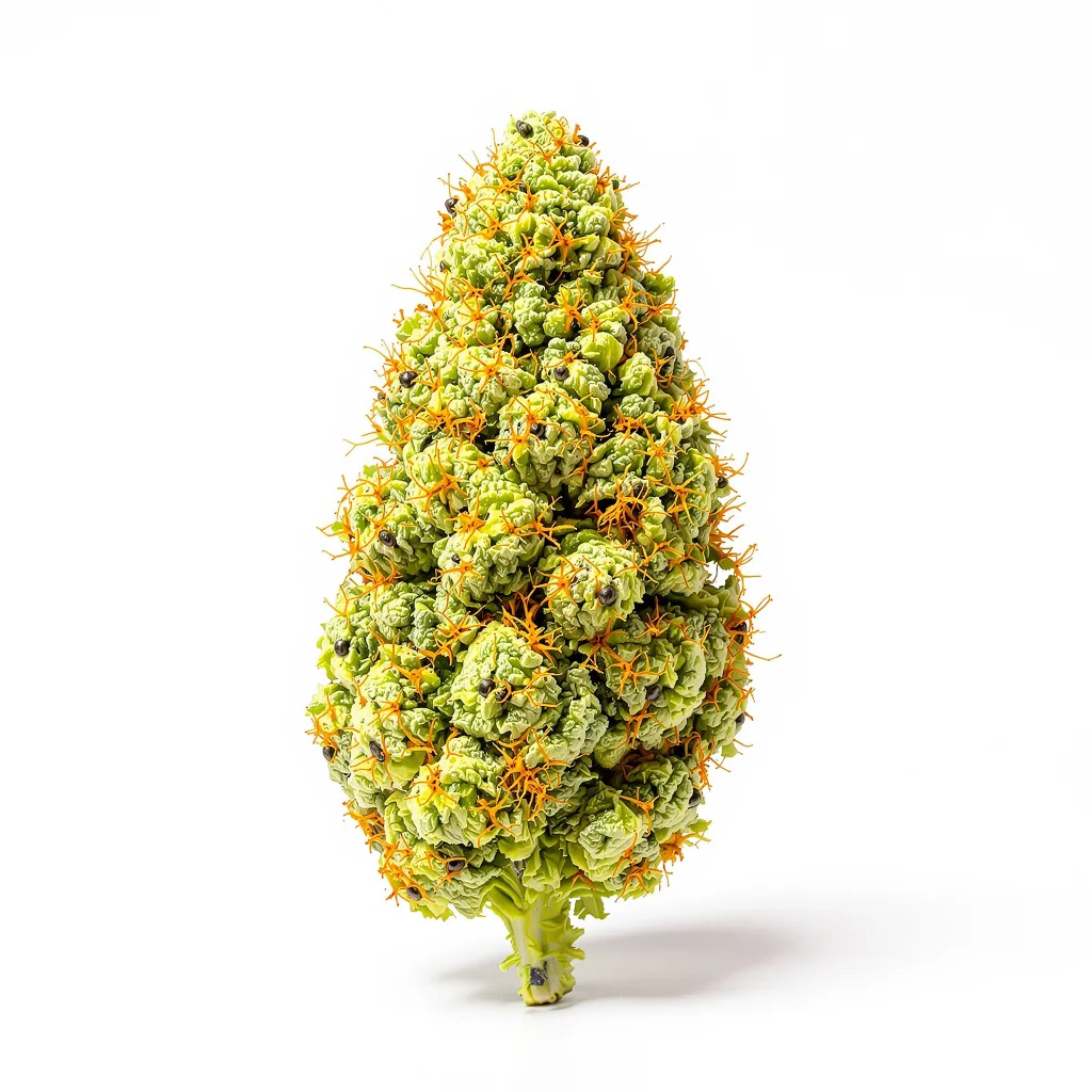 Sour Amnesia 20% indica / 80% sativa — flor con tricomas visibles