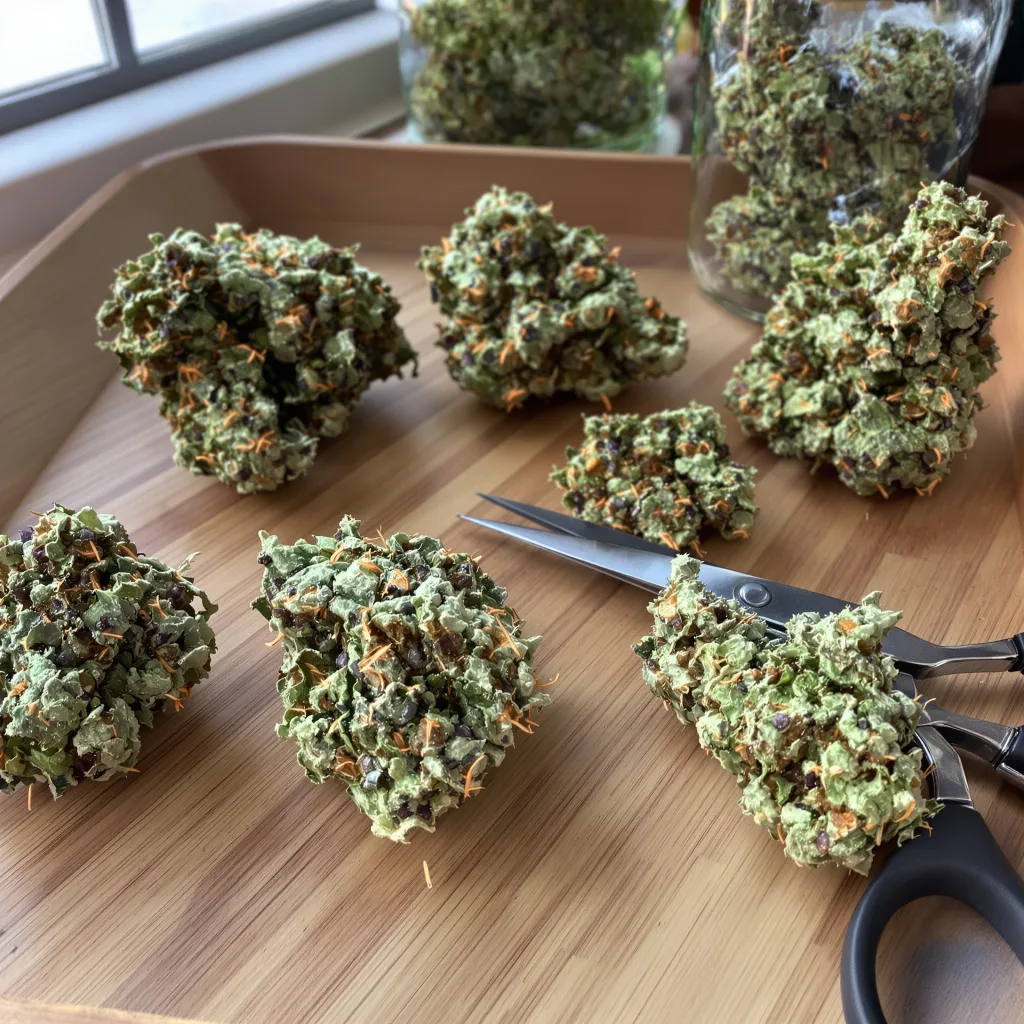 Sour Ape 59% indica / 41% sativa — flor con tricomas visibles