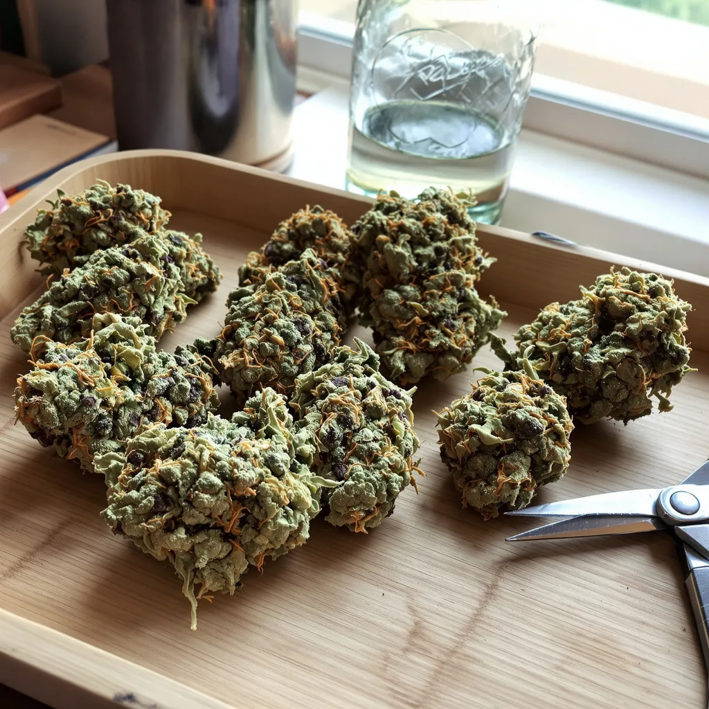 Sour Ape 59% indica / 41% sativa — flor con tricomas visibles