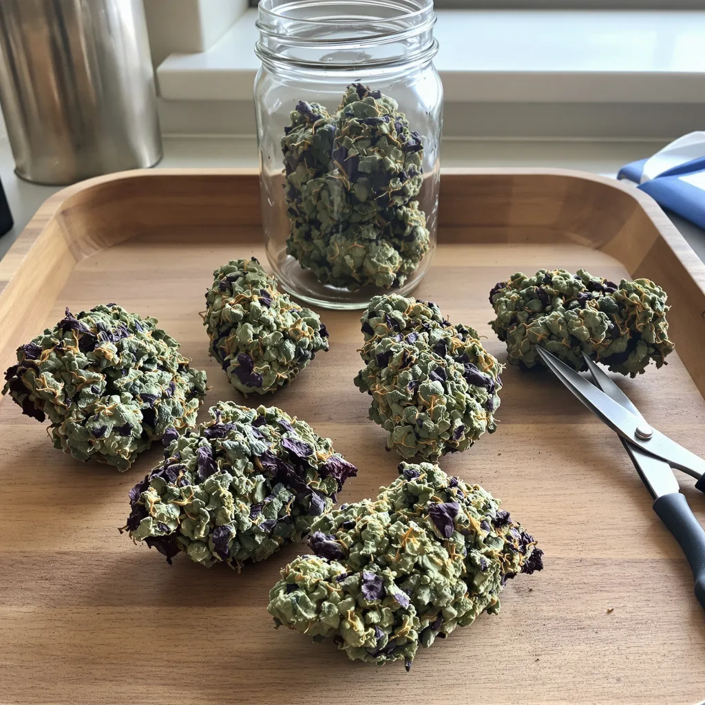 Sour Apple 81% indica / 19% sativa — flor con tricomas visibles