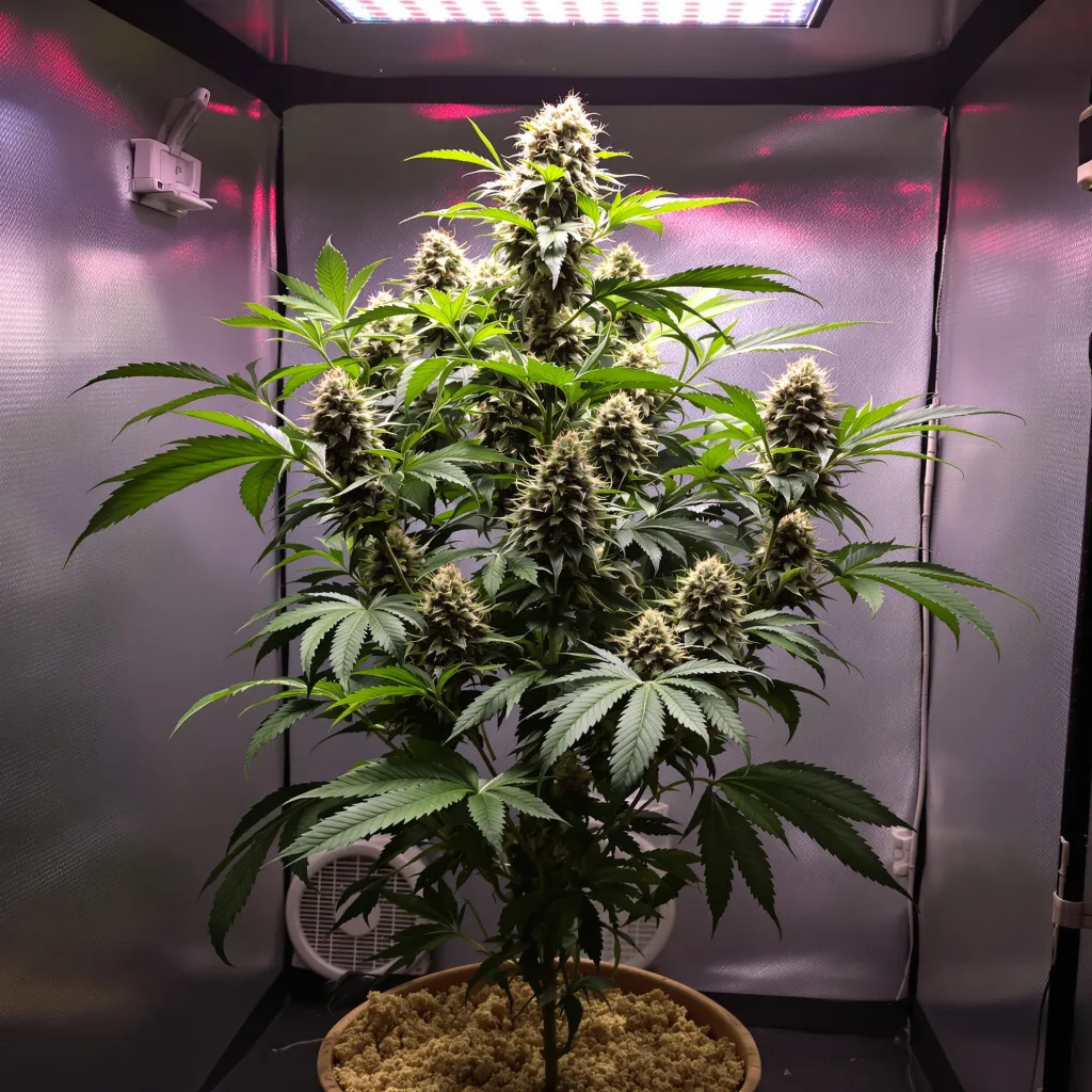 Planta de cannabis Sour Apple en fase de floración — 60-100 cm autofloración